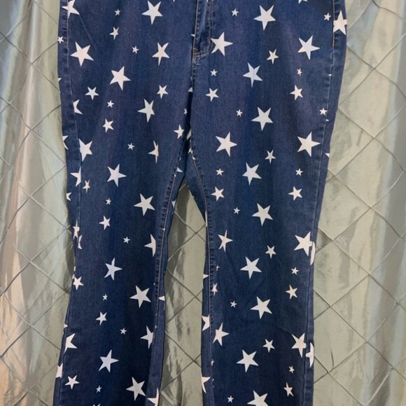 Shien Curvy 4XL White‎ Stars Denim Jeans - Picture 1 of 7